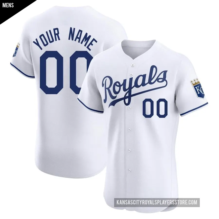 Men's Kansas City Royals ＃00 Custom Elite White Home Jersey