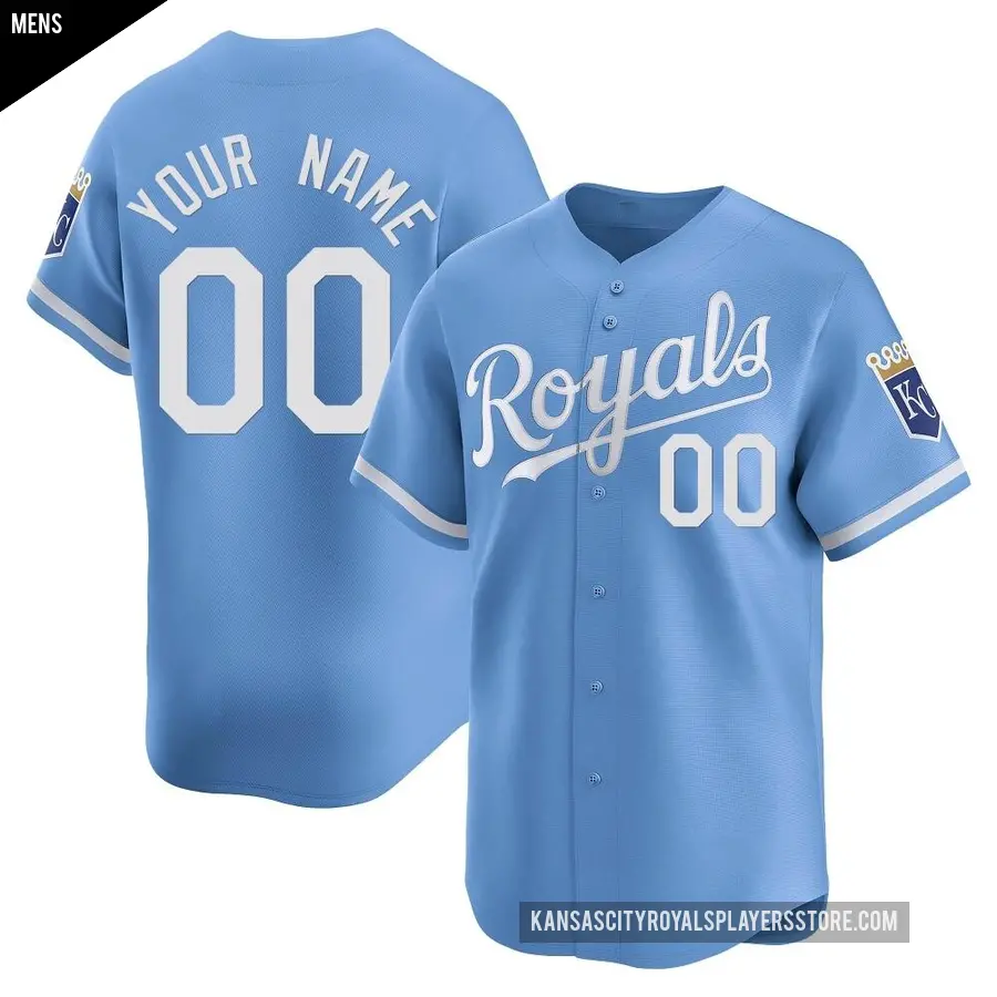 Men's Kansas City Royals ＃00 Custom Limited Light Blue Alternate Jersey