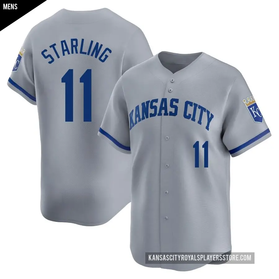 Men's Kansas City Royals ＃11 Bubba Starling Limited Gray Away Jersey