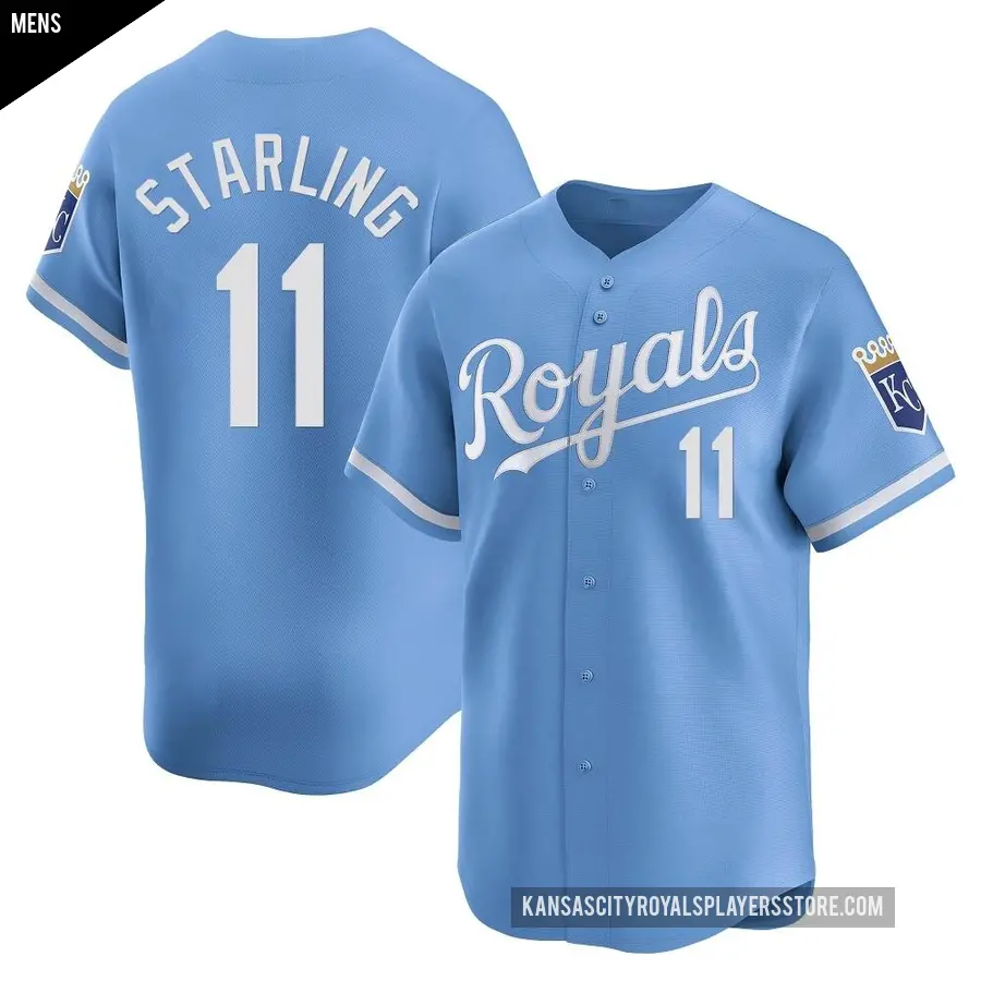 Men's Kansas City Royals ＃11 Bubba Starling Limited Light Blue Alternate Jersey