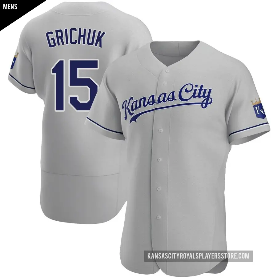 Men's Kansas City Royals ＃15 Randal Grichuk Authentic Gray Road Jersey