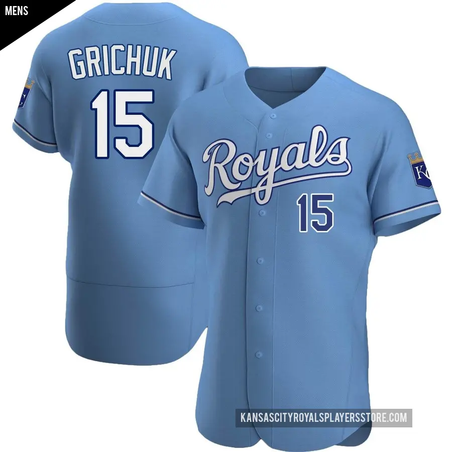 Men's Kansas City Royals ＃15 Randal Grichuk Authentic Light Blue Alternate Jersey