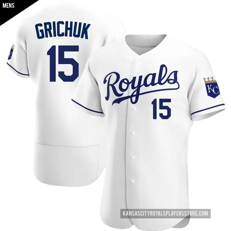 Men's Kansas City Royals ＃15 Randal Grichuk Authentic White Home Jersey