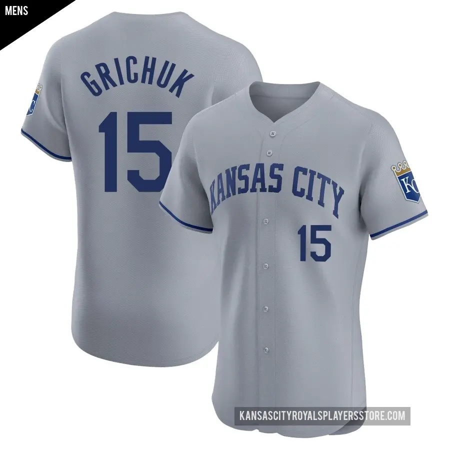 Men's Kansas City Royals ＃15 Randal Grichuk Elite Gray Road Jersey