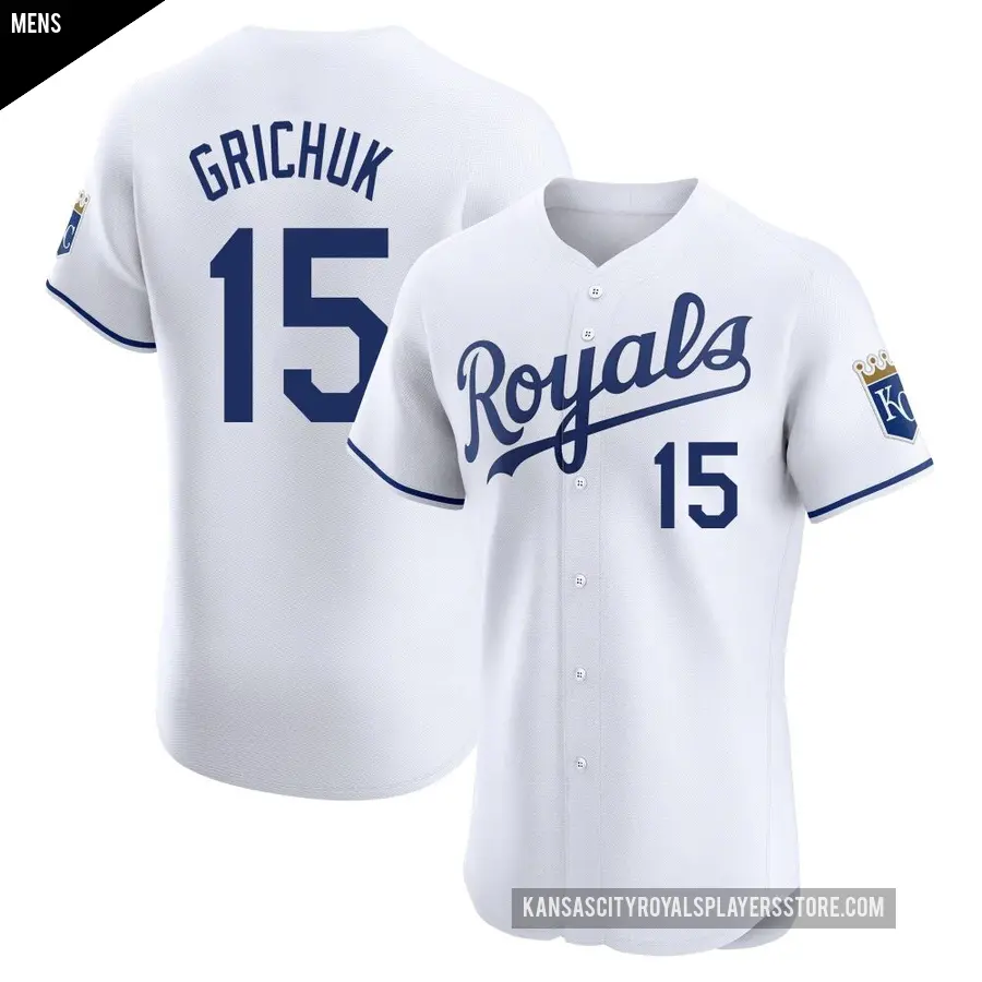 Men's Kansas City Royals ＃15 Randal Grichuk Elite White Home Jersey