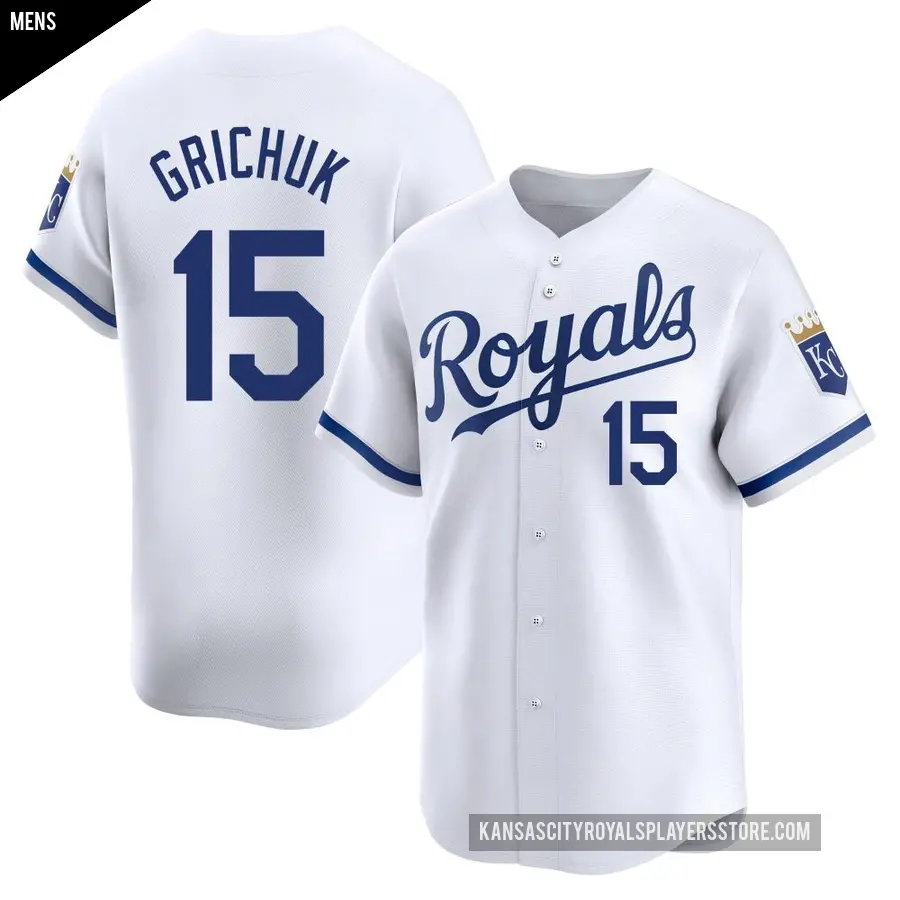 Men's Kansas City Royals ＃15 Randal Grichuk Limited White Home Jersey
