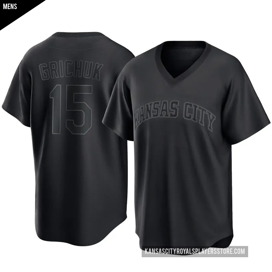 Men's Kansas City Royals ＃15 Randal Grichuk Replica Black Pitch Fashion Jersey