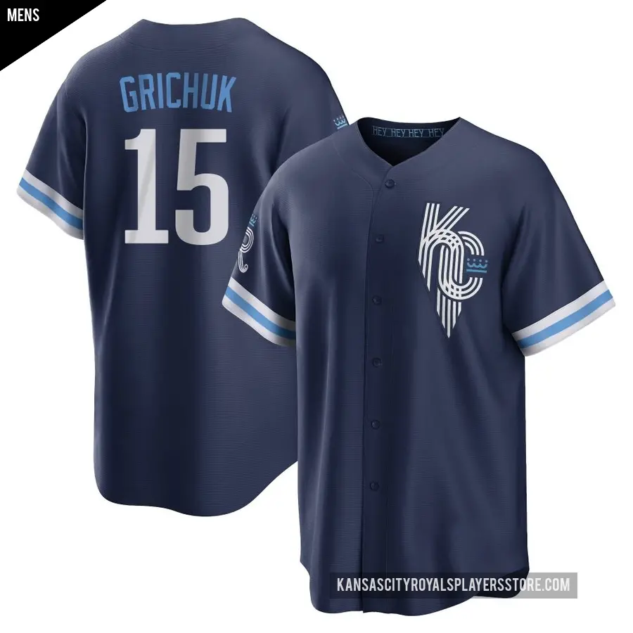 Men's Kansas City Royals ＃15 Randal Grichuk Replica Navy 2022 City Connect Jersey