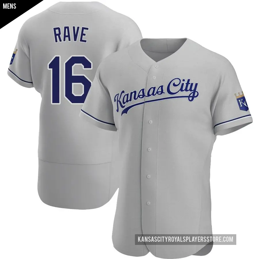Men's Kansas City Royals ＃16 John Rave Authentic Gray Road Jersey