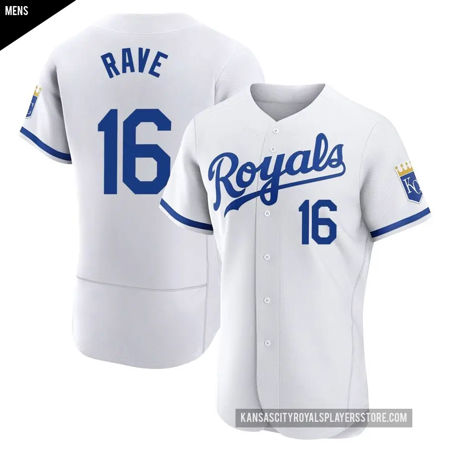 Men's Kansas City Royals ＃16 John Rave Authentic White 2022 Home Jersey
