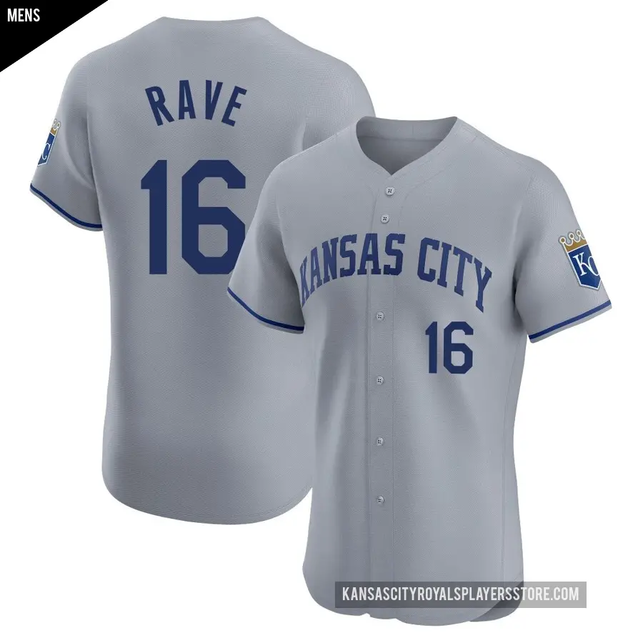 Men's Kansas City Royals ＃16 John Rave Elite Gray Road Jersey