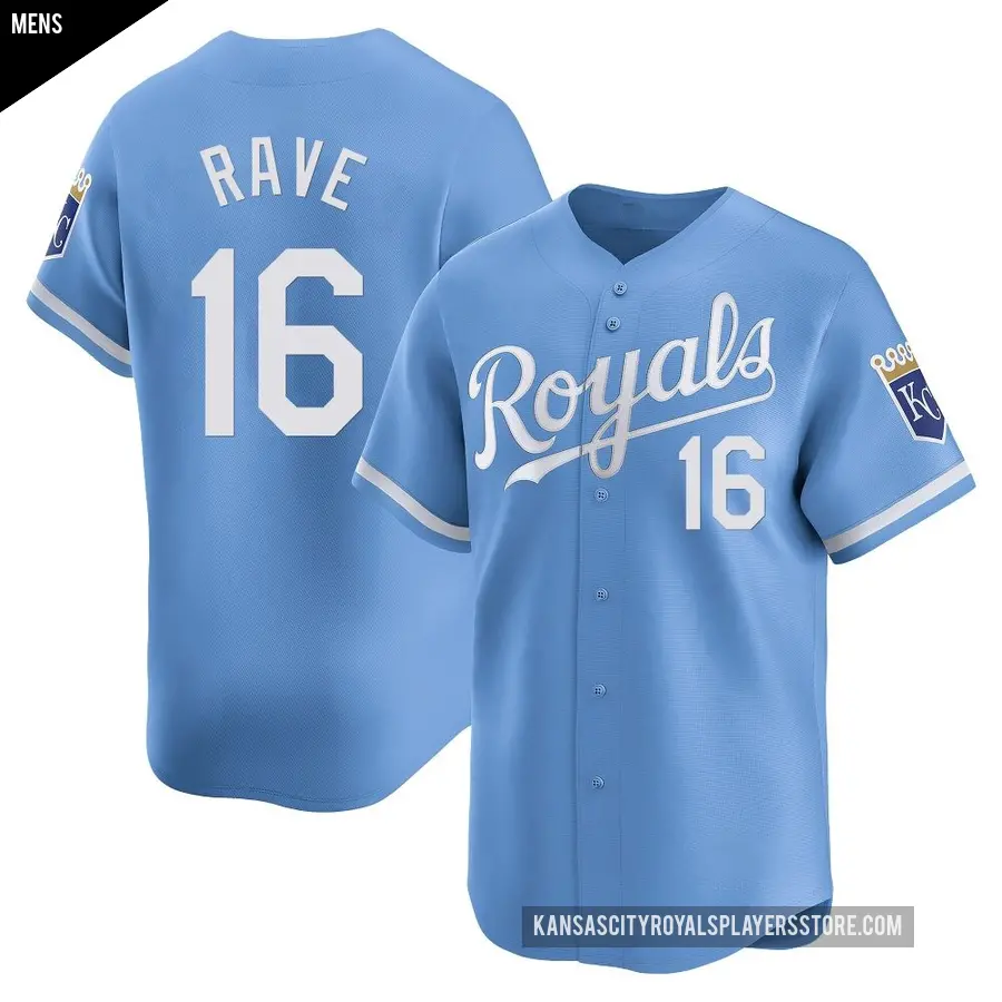 Men's Kansas City Royals ＃16 John Rave Limited Light Blue Alternate Jersey