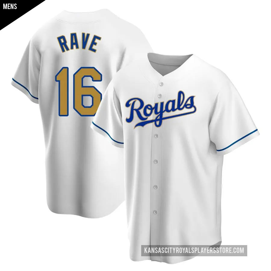 Men's Kansas City Royals ＃16 John Rave Replica Gold White Home Jersey