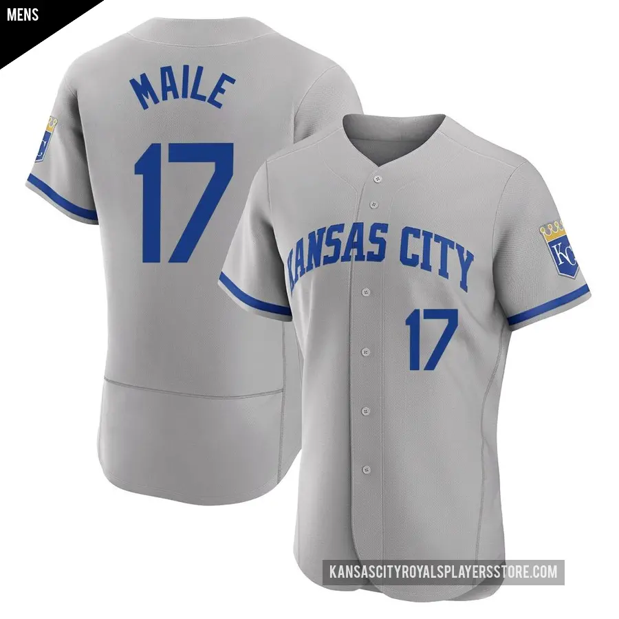 Men's Kansas City Royals ＃17 Luke Maile Authentic Gray 2022 Road Jersey