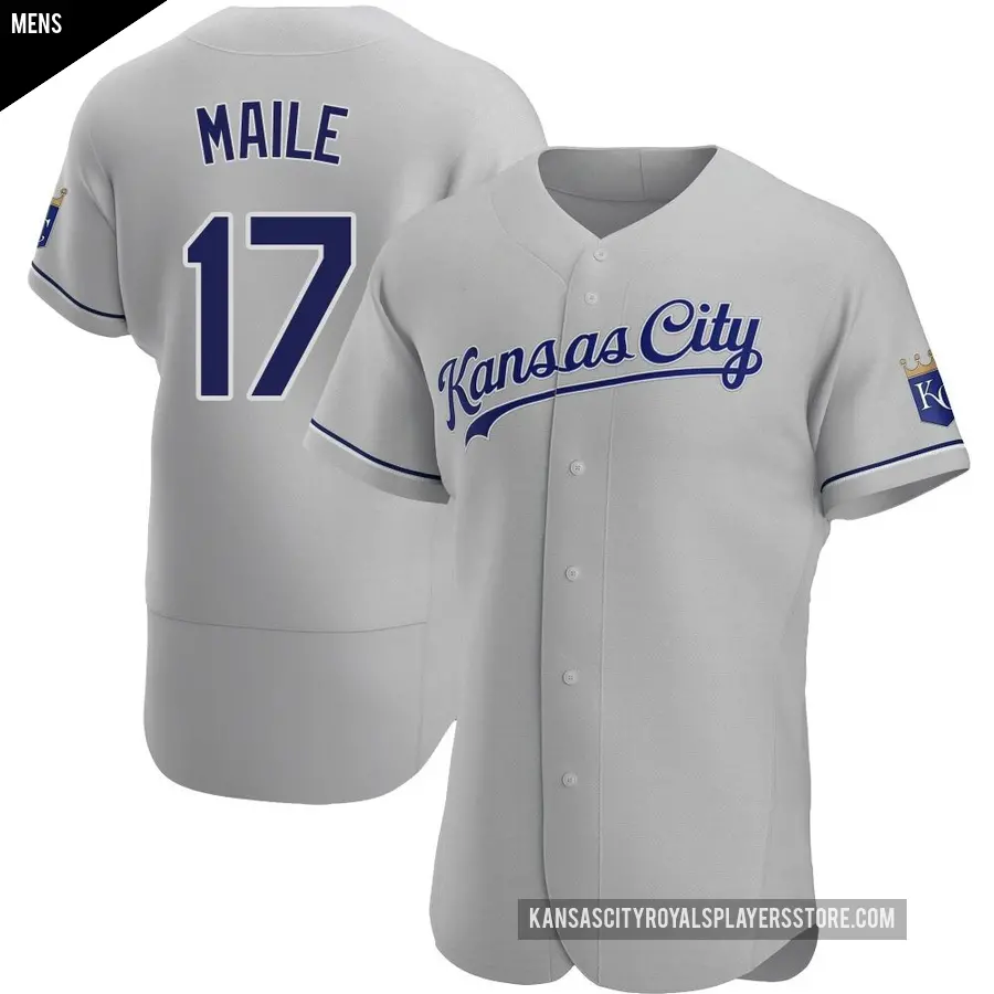 Men's Kansas City Royals ＃17 Luke Maile Authentic Gray Road Jersey
