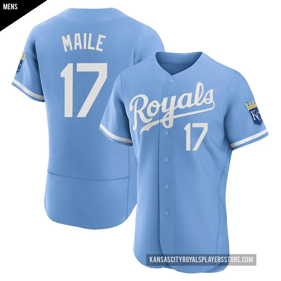 Men's Kansas City Royals ＃17 Luke Maile Authentic Light Blue 2022 Alternate Jersey