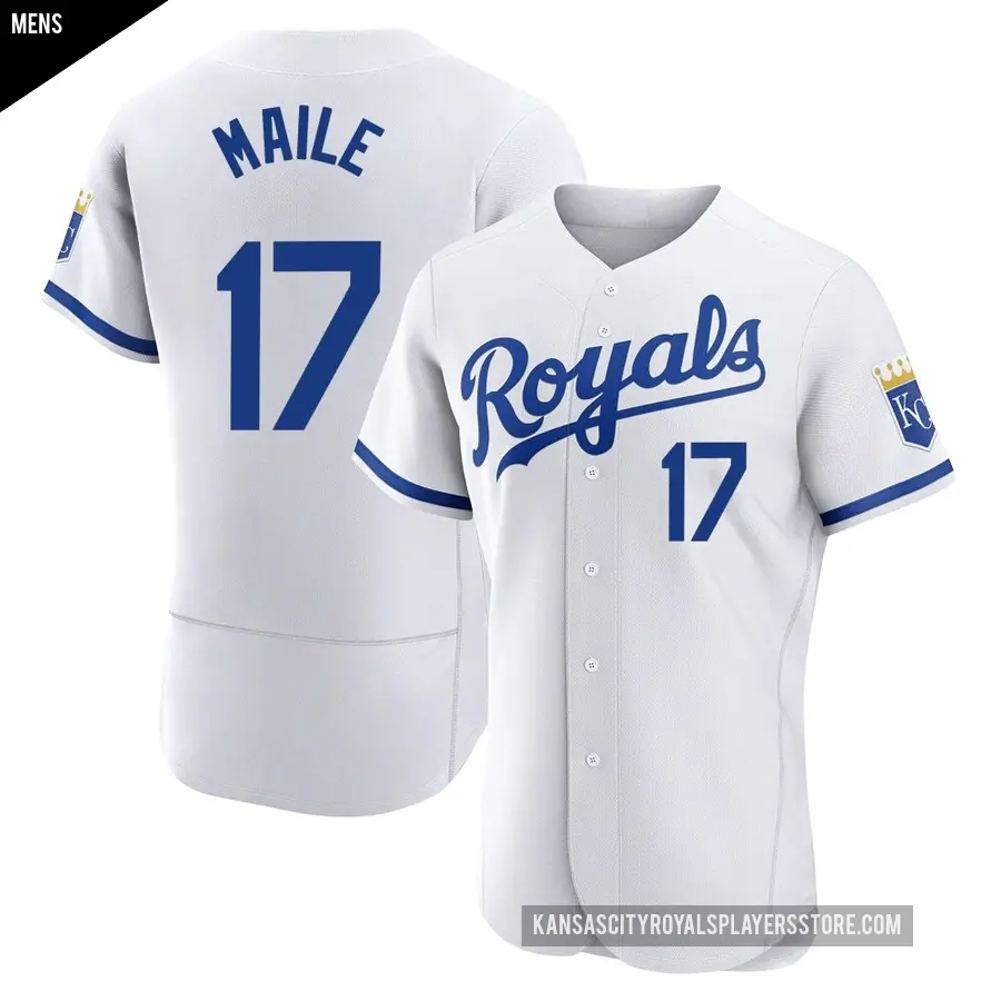 Men's Kansas City Royals ＃17 Luke Maile Authentic White 2022 Home Jersey