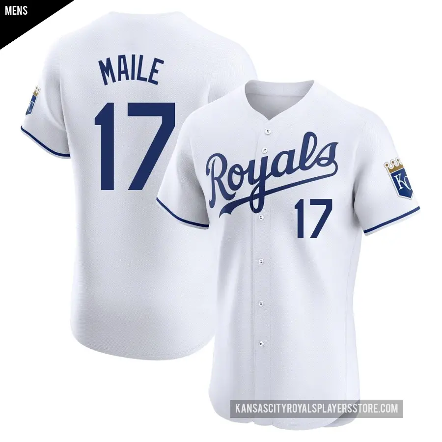 Men's Kansas City Royals ＃17 Luke Maile Elite White Home Jersey