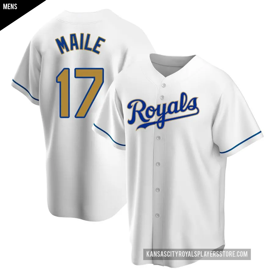 Men's Kansas City Royals ＃17 Luke Maile Replica Gold White Home Jersey
