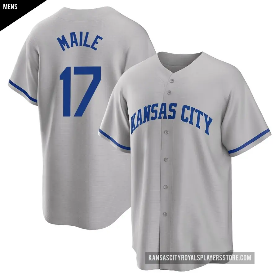 Men's Kansas City Royals ＃17 Luke Maile Replica Gray 2022 Road Jersey