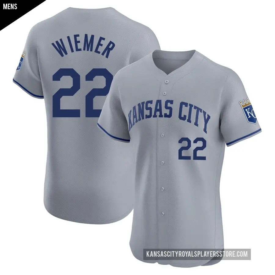 Men's Kansas City Royals ＃22 Joey Wiemer Elite Gray Road Jersey