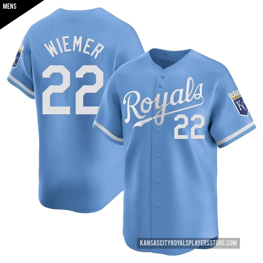 Men's Kansas City Royals ＃22 Joey Wiemer Limited Light Blue Alternate Jersey
