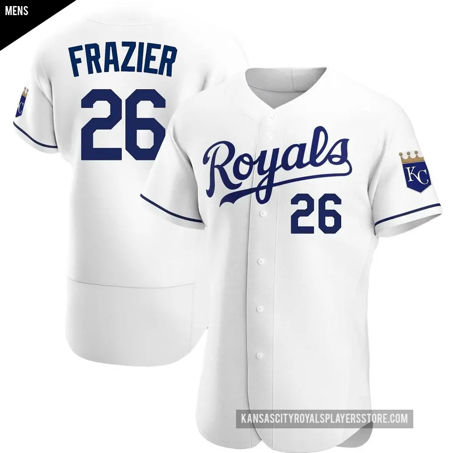 Men's Kansas City Royals ＃26 Adam Frazier Authentic White Home Jersey