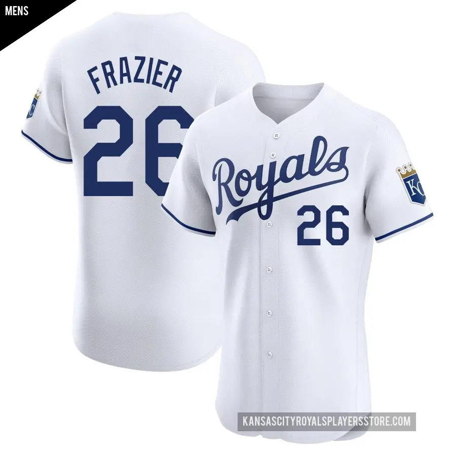 Men's Kansas City Royals ＃26 Adam Frazier Elite White Home Jersey