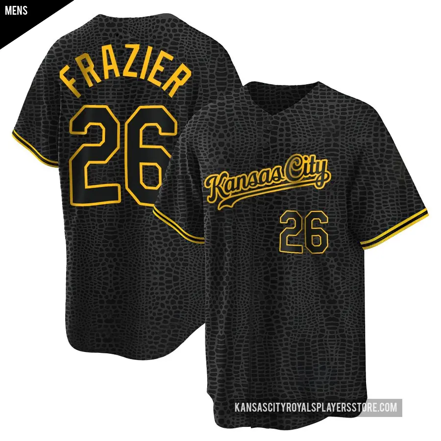 Men's Kansas City Royals ＃26 Adam Frazier Replica Black Snake Skin City Jersey
