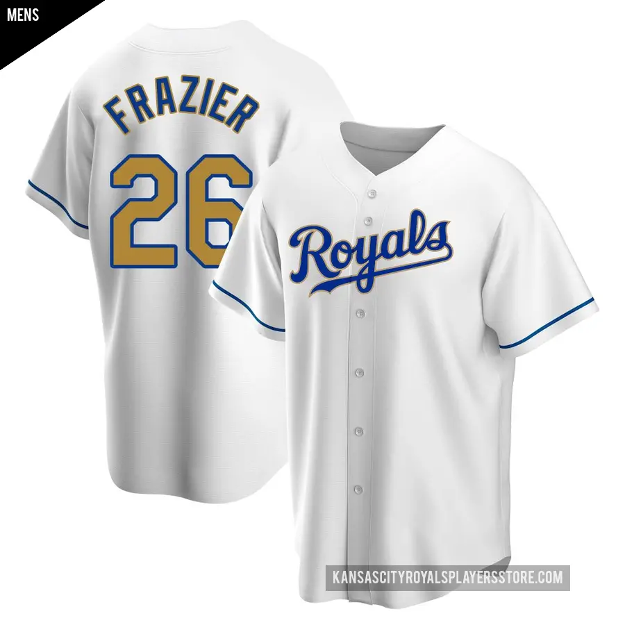 Men's Kansas City Royals ＃26 Adam Frazier Replica Gold White Home Jersey