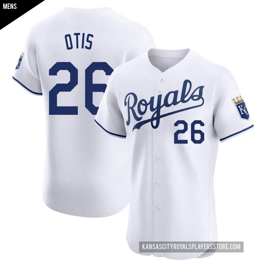 Men's Kansas City Royals ＃26 Amos Otis Elite White Home Jersey