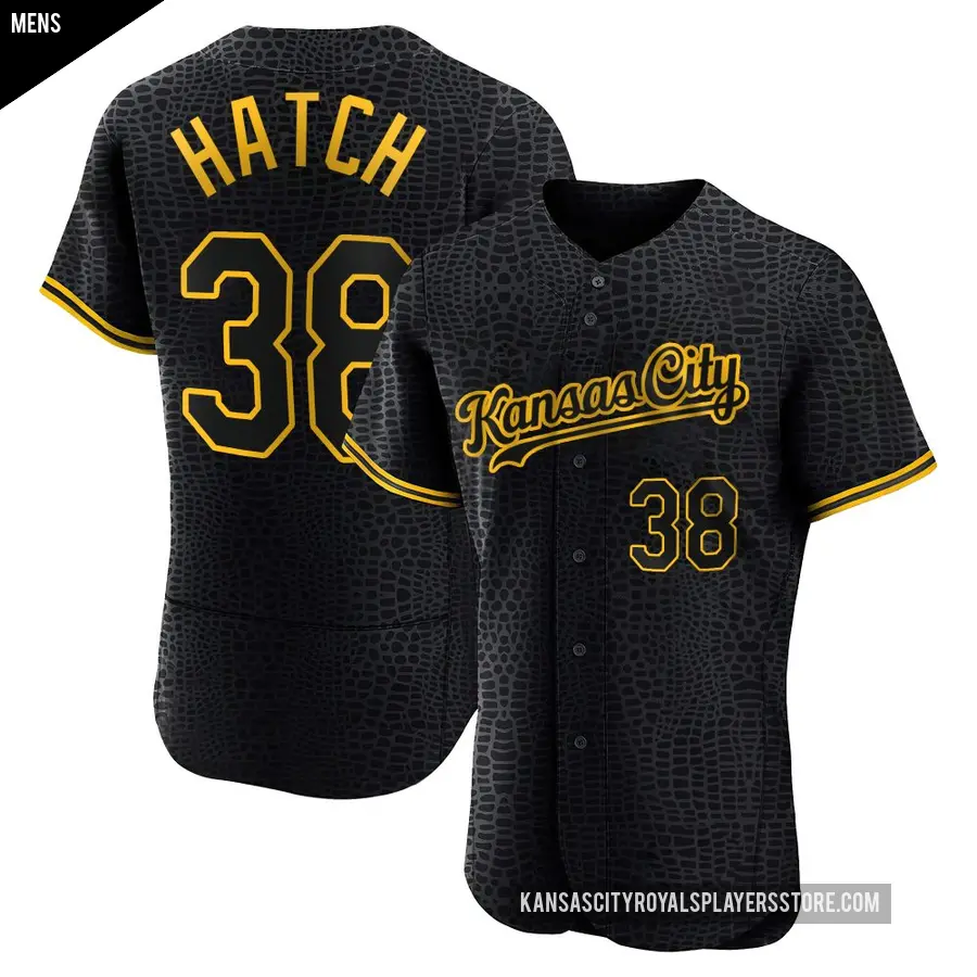 Men's Kansas City Royals ＃38 Thomas Hatch Authentic Black Snake Skin City Jersey