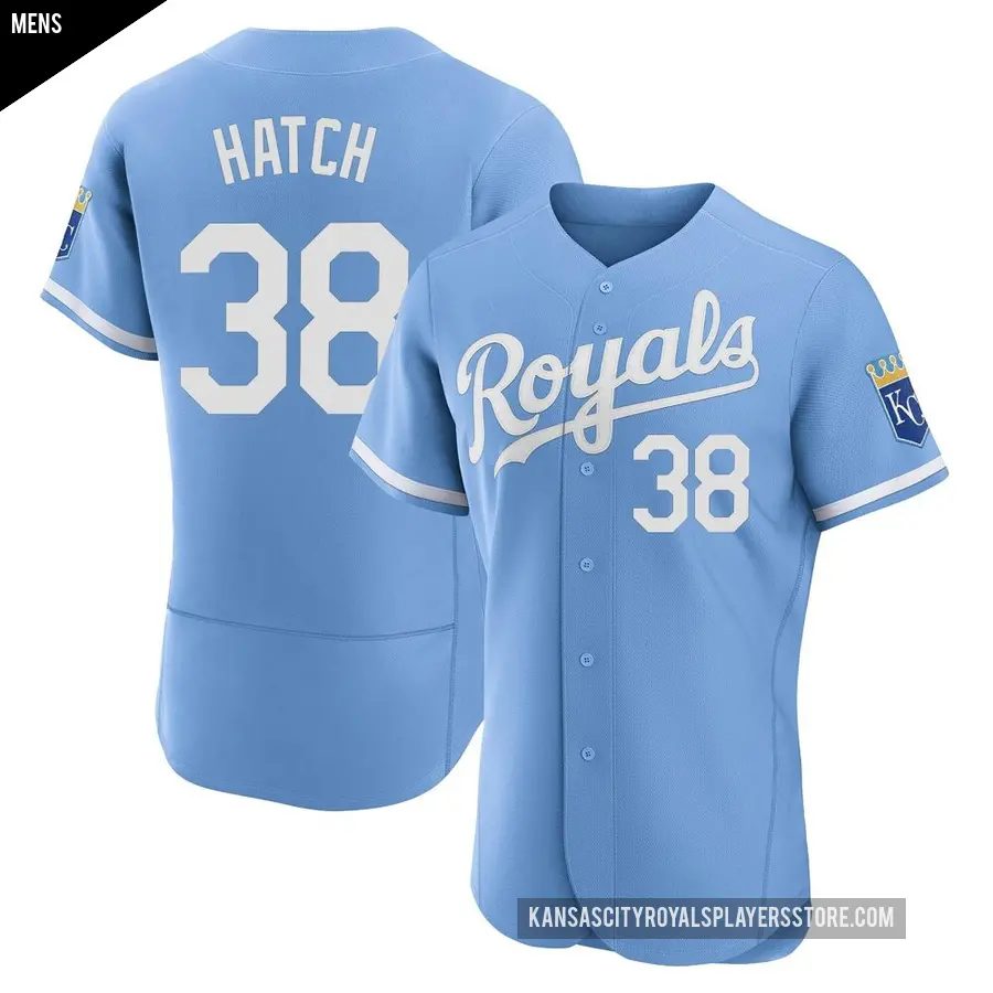 Men's Kansas City Royals ＃38 Thomas Hatch Authentic Light Blue 2022 Alternate Jersey