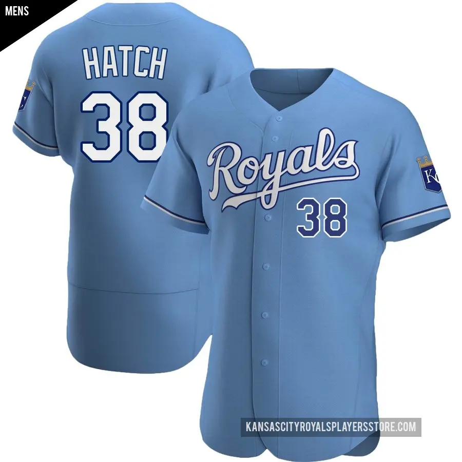 Men's Kansas City Royals ＃38 Thomas Hatch Authentic Light Blue Alternate Jersey