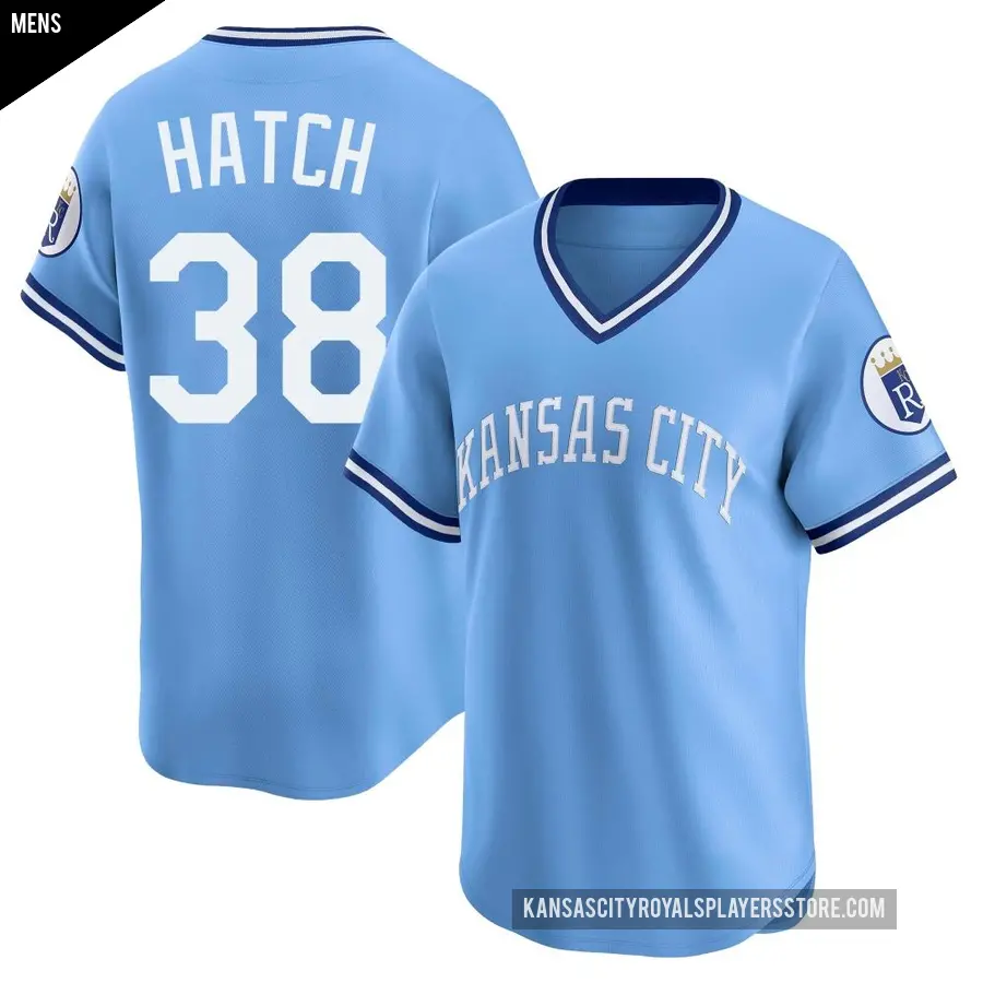 Men's Kansas City Royals ＃38 Thomas Hatch Limited Light Blue Throwback Cooperstown Collection Jersey