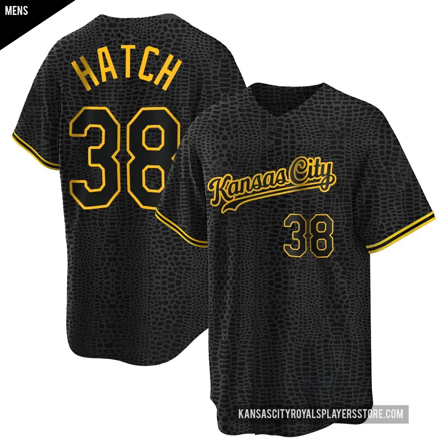 Men's Kansas City Royals ＃38 Thomas Hatch Replica Black Snake Skin City Jersey