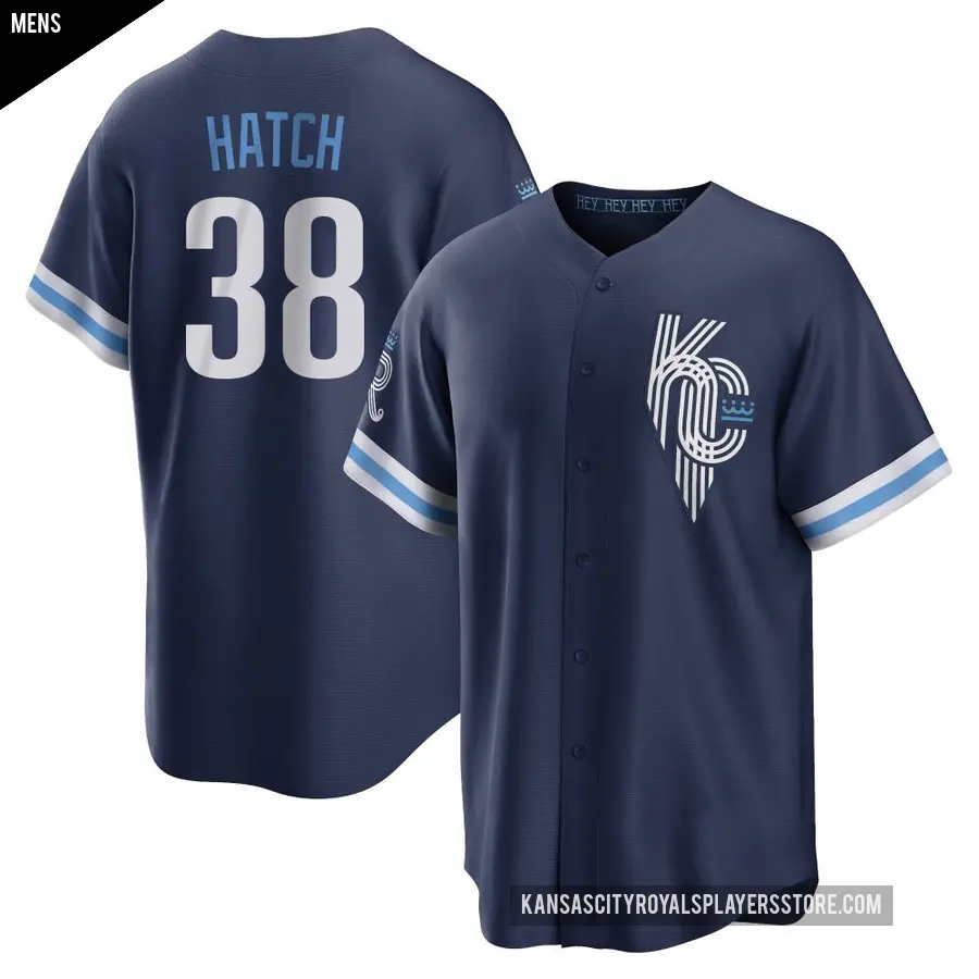 Men's Kansas City Royals ＃38 Thomas Hatch Replica Navy 2022 City Connect Jersey