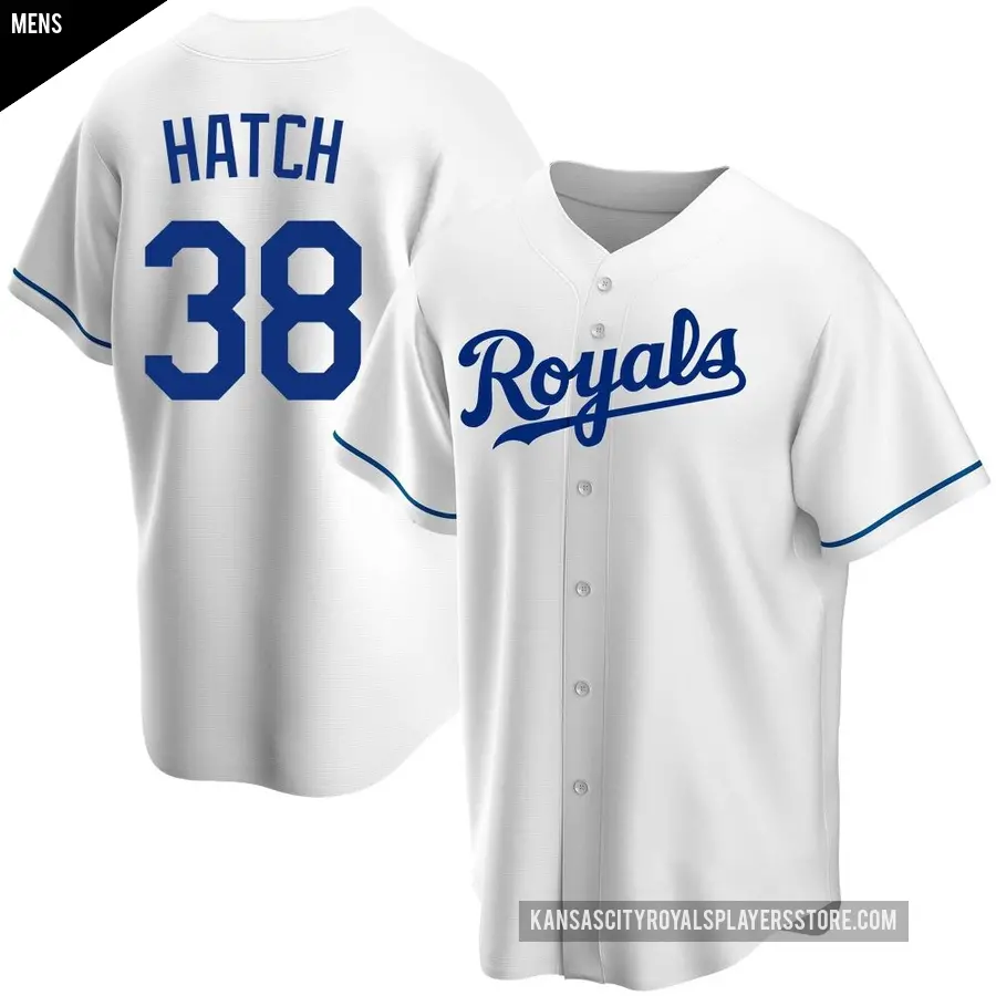 Men's Kansas City Royals ＃38 Thomas Hatch Replica White Home Jersey