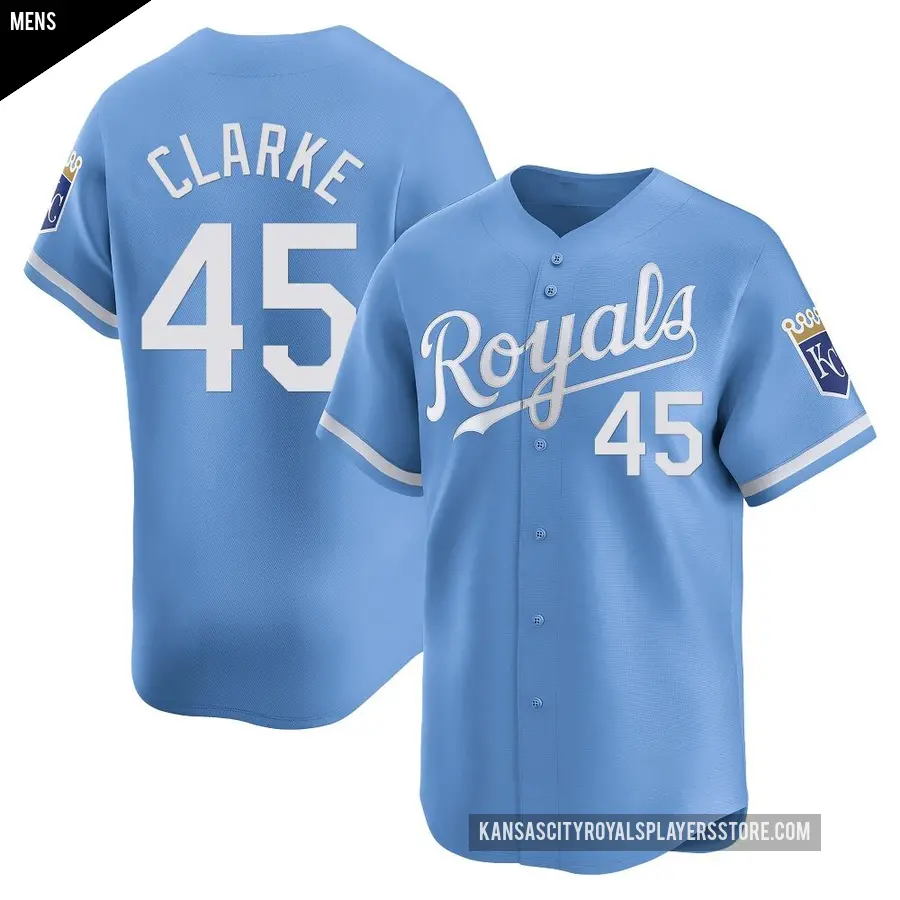 Men's Kansas City Royals ＃45 Taylor Clarke Limited Light Blue Alternate Jersey