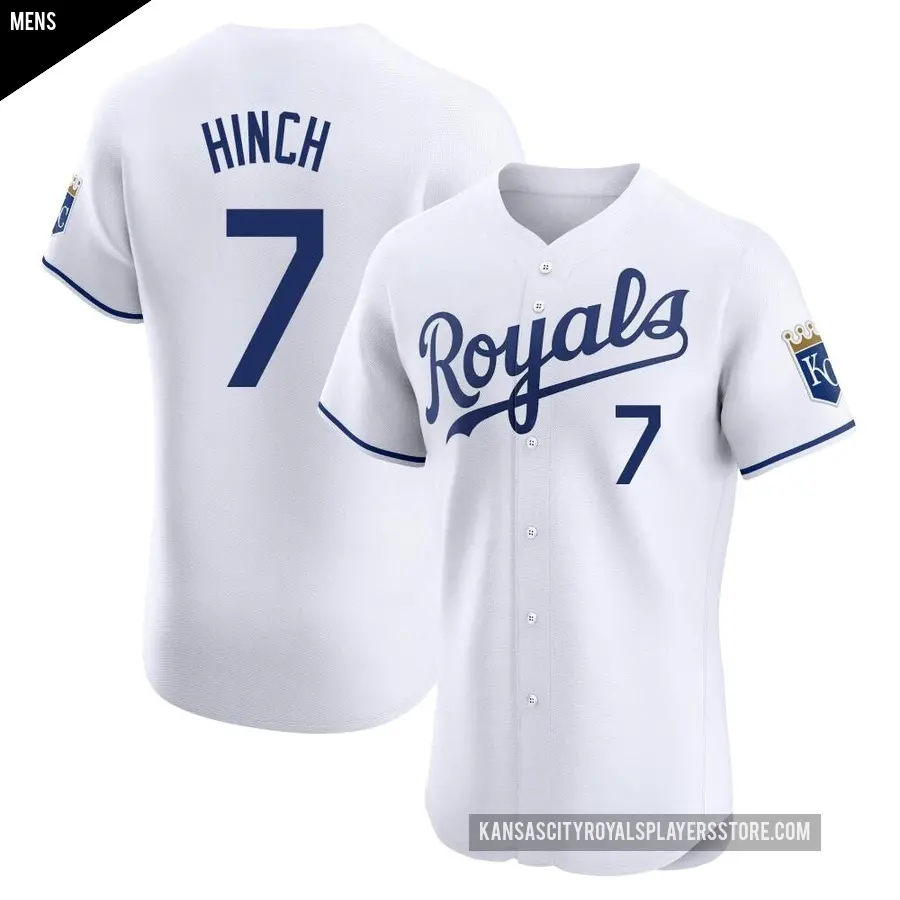 Men's Kansas City Royals ＃7 A.j. Hinch Elite White Home Jersey