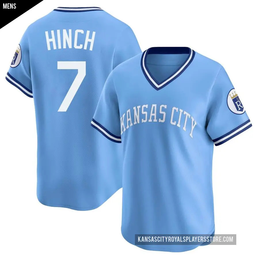 Men's Kansas City Royals ＃7 A.j. Hinch Limited Light Blue Throwback Cooperstown Collection Jersey