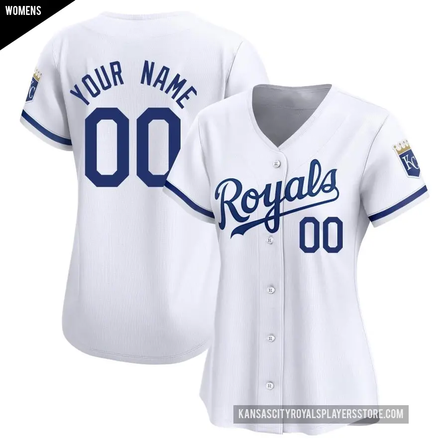 Women's Kansas City Royals ＃00 Custom Limited White Home Jersey
