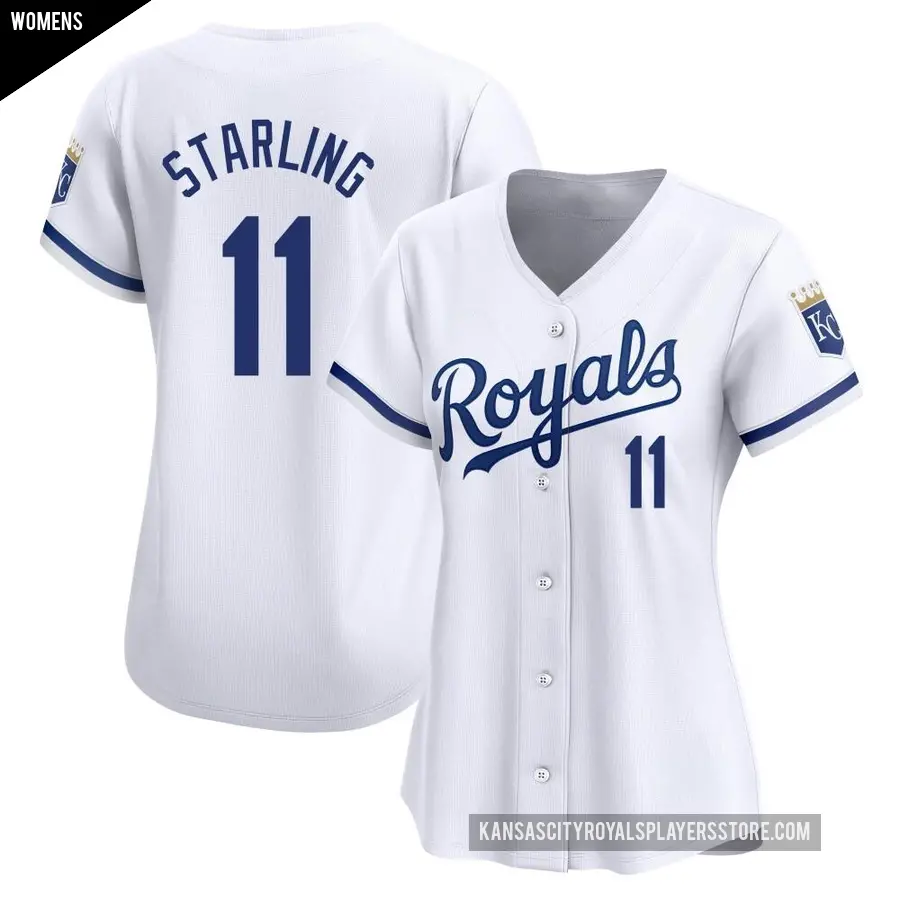 Women's Kansas City Royals ＃11 Bubba Starling Limited White Home Jersey