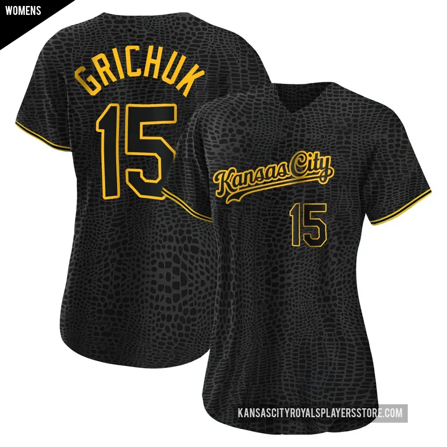 Women's Kansas City Royals ＃15 Randal Grichuk Authentic Black Snake Skin City Jersey