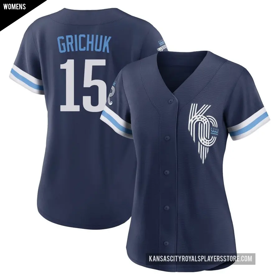 Women's Kansas City Royals ＃15 Randal Grichuk Authentic Navy 2022 City Connect Jersey