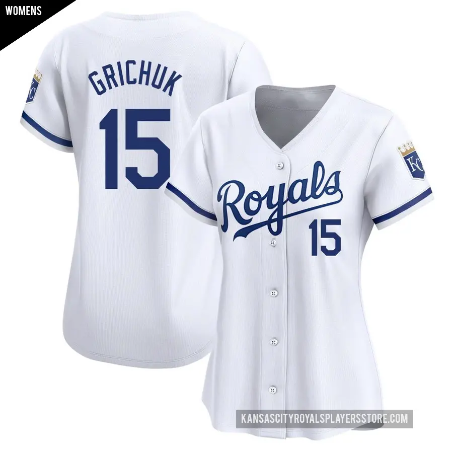 Women's Kansas City Royals ＃15 Randal Grichuk Limited White Home Jersey