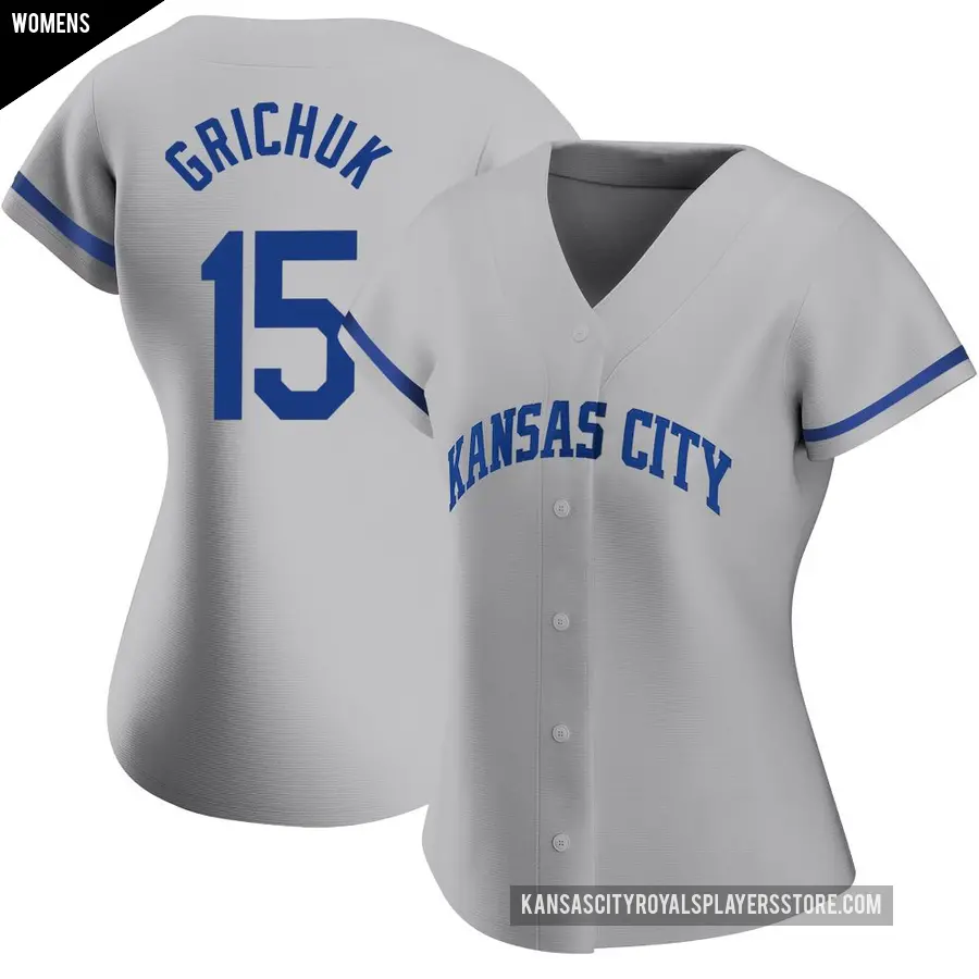 Women's Kansas City Royals ＃15 Randal Grichuk Replica Gray 2022 Road Jersey