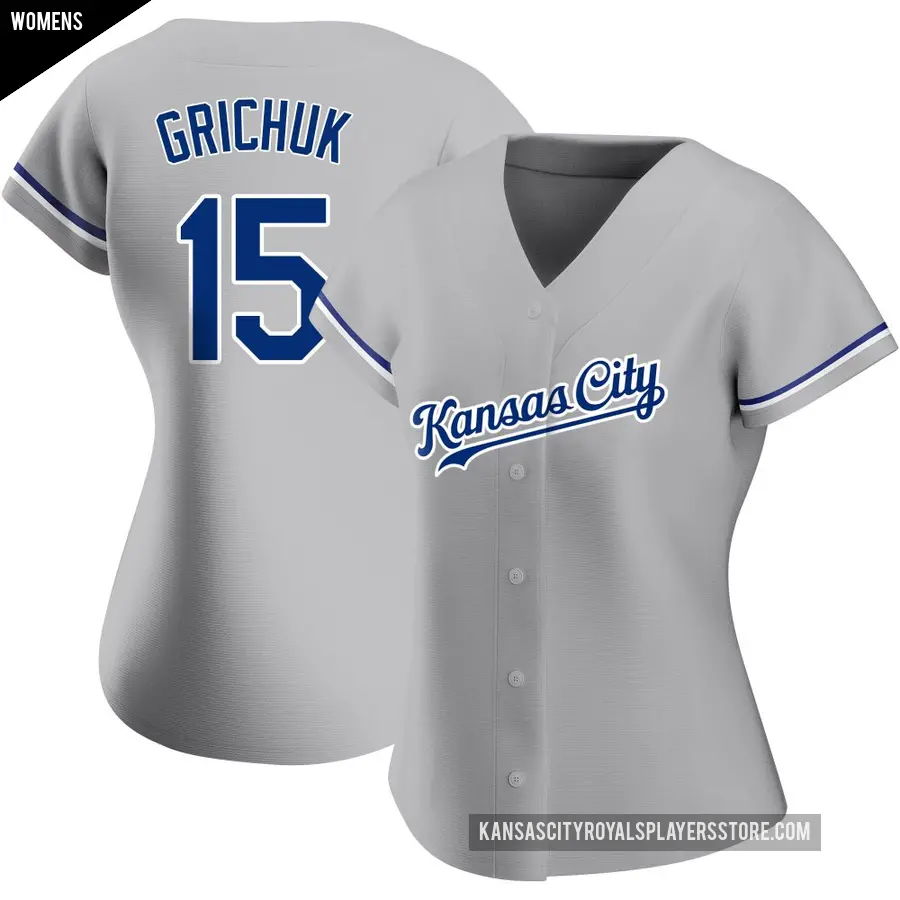Women's Kansas City Royals ＃15 Randal Grichuk Replica Gray Road Jersey