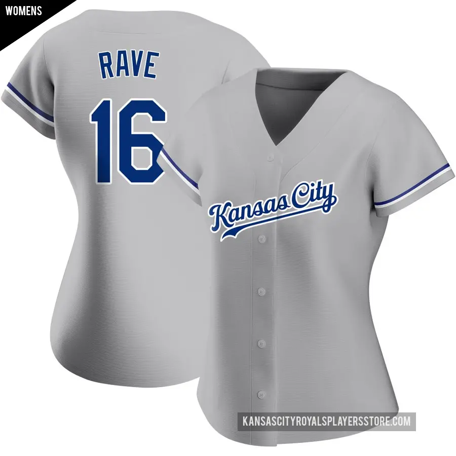 Women's Kansas City Royals ＃16 John Rave Authentic Gray Road Jersey
