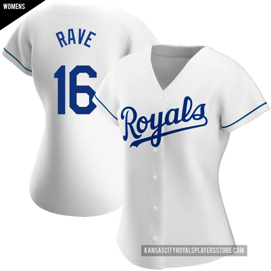 Women's Kansas City Royals ＃16 John Rave Authentic White Home Jersey